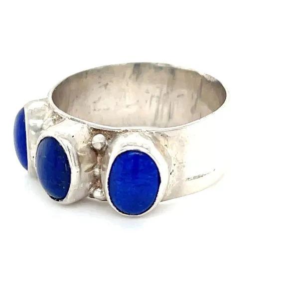 Sterling Silver Estate Lapiz Lazuli 3-Stone Ring