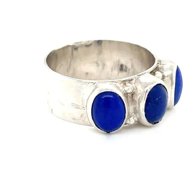 Sterling Silver Estate Lapiz Lazuli 3-Stone Ring