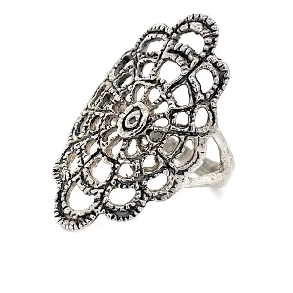 Sterling Silver Estate Milgrain Web Ring