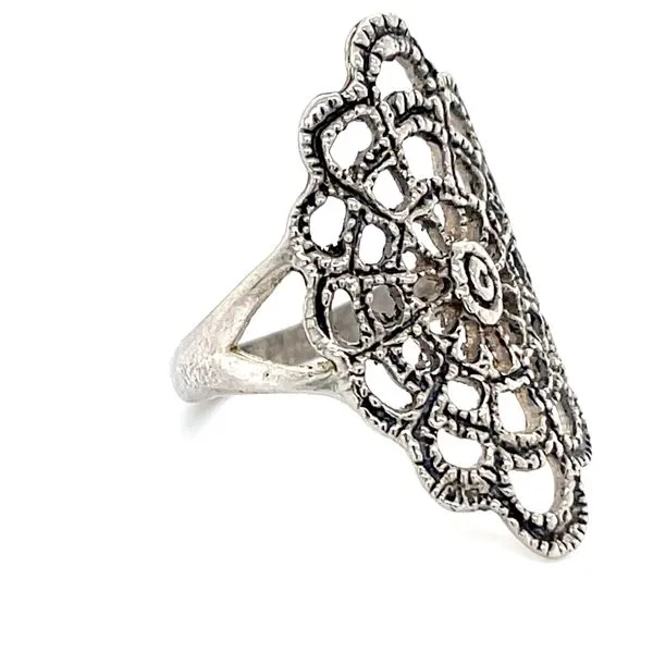 Sterling Silver Estate Milgrain Web Ring