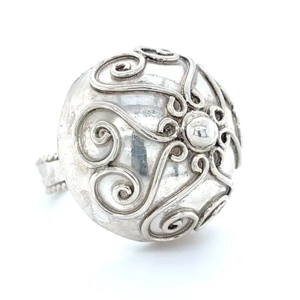 Sterling Silver Estate Swirl & Milgrain Dome Ring