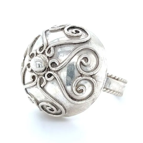 Sterling Silver Estate Swirl & Milgrain Dome Ring