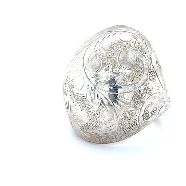 Sterling Silver Estate  Floral Engraved Dome Ring