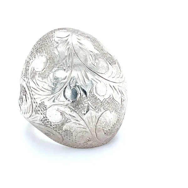 Sterling Silver Estate  Floral Engraved Dome Ring