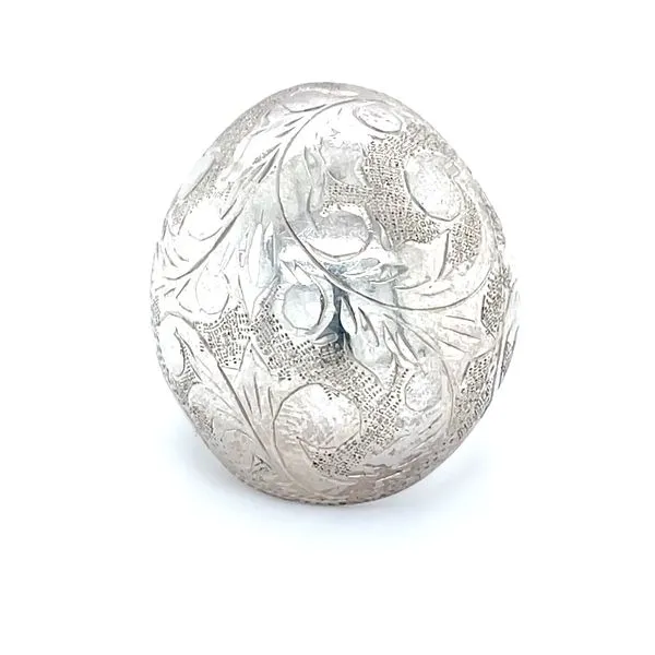 Sterling Silver Estate  Floral Engraved Dome Ring