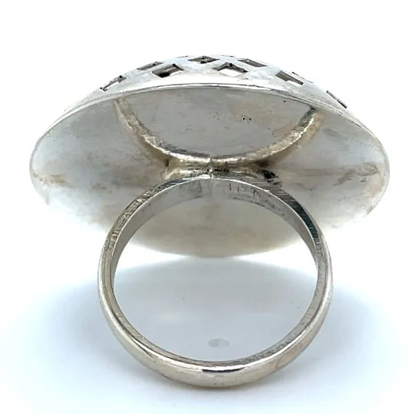 Sterling Silver Estate Hypotrochoid Hollow Dome Ring