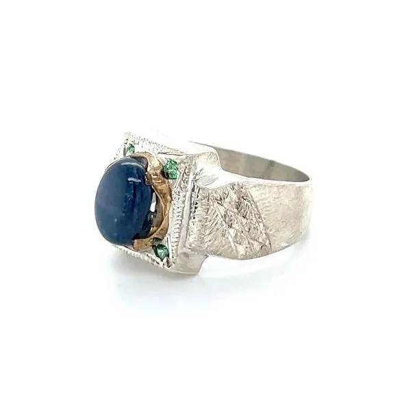Sterling Silver Estate Sapphire and Tsavorite Garnet Ring Image 2 Minor Jewelry Inc. Nashville, TN