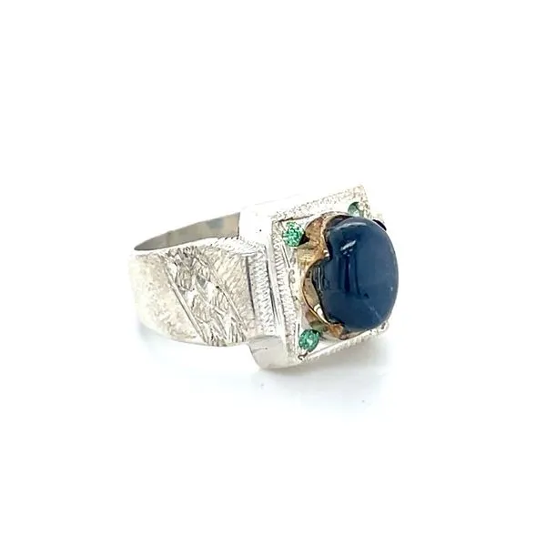Sterling Silver Estate Sapphire and Tsavorite Garnet Ring Image 3 Minor Jewelry Inc. Nashville, TN