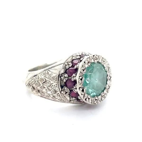 Sterling Silver Estate Zircon and Rhodolite Ring