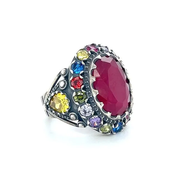 Sterling Silver Estate Synthetic Stone Ring