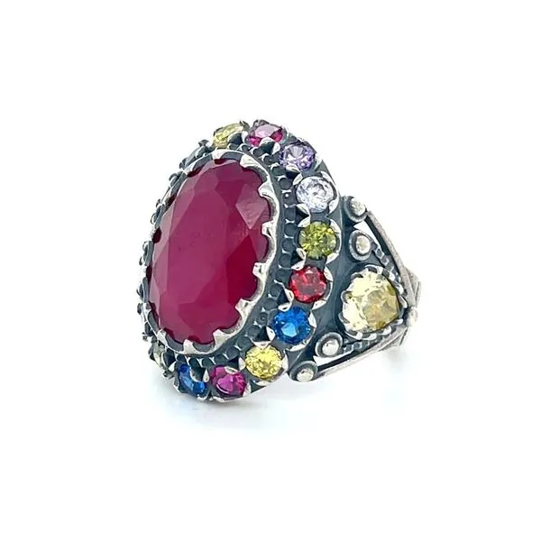 Sterling Silver Estate Synthetic Stone Ring