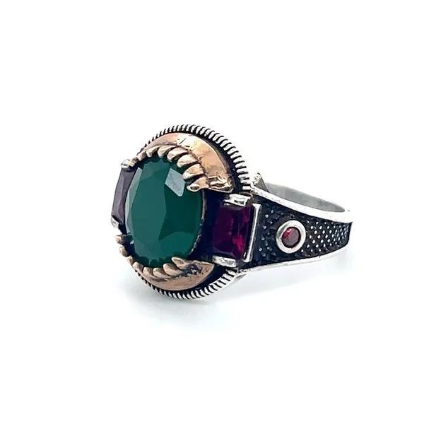 Sterling Silver and Brass Estate Synethic Stone Ring Minor Jewelry Inc. Nashville, TN