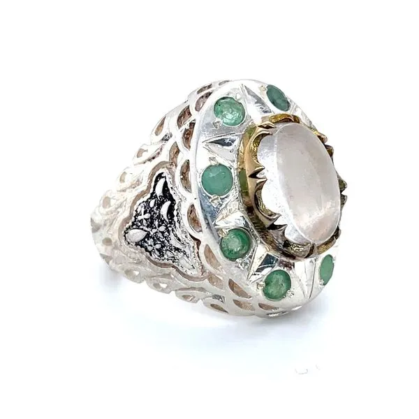 Sterling Silver Estate Green Beryls and Rock Crystal Quartz Ring Image 3 Minor Jewelry Inc. Nashville, TN