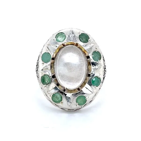 Sterling Silver Estate Green Beryls and Rock Crystal Quartz Ring Minor Jewelry Inc. Nashville, TN