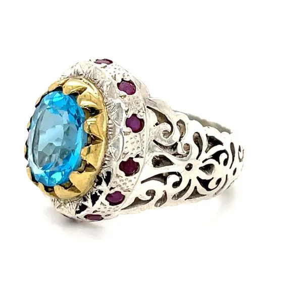 Sterling Silver Estate Blue Topaz and Ruby Ring Image 2 Minor Jewelry Inc. Nashville, TN
