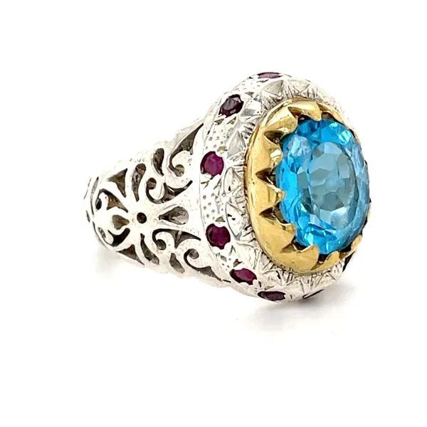 Sterling Silver Estate Blue Topaz and Ruby Ring Image 3 Minor Jewelry Inc. Nashville, TN