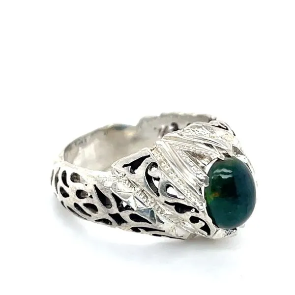Sterling Silver Estate Black Opal Ring Image 3 Minor Jewelry Inc. Nashville, TN
