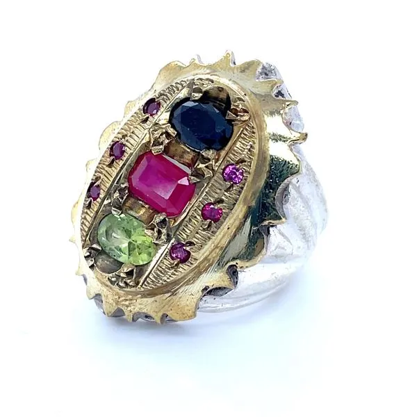Sterling Silver Estate Ruby, Peridot, and Sapphire Ring Image 2 Minor Jewelry Inc. Nashville, TN