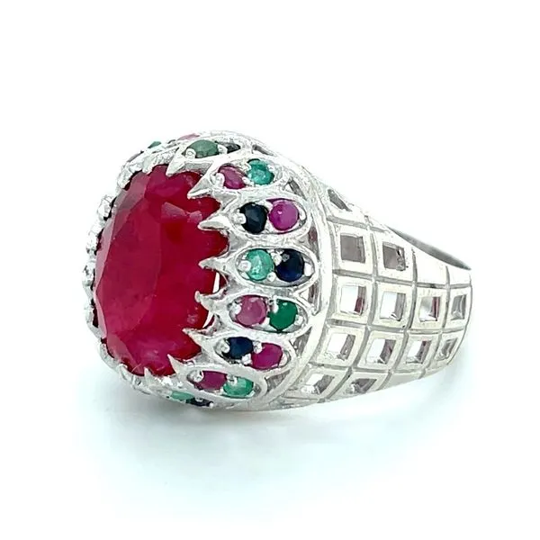 Sterling Silver Ruby, Sapphire, and Beryls Ring Image 2 Minor Jewelry Inc. Nashville, TN