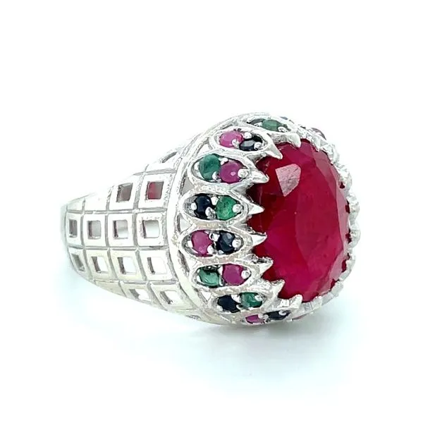 Sterling Silver Ruby, Sapphire, and Beryls Ring Image 3 Minor Jewelry Inc. Nashville, TN