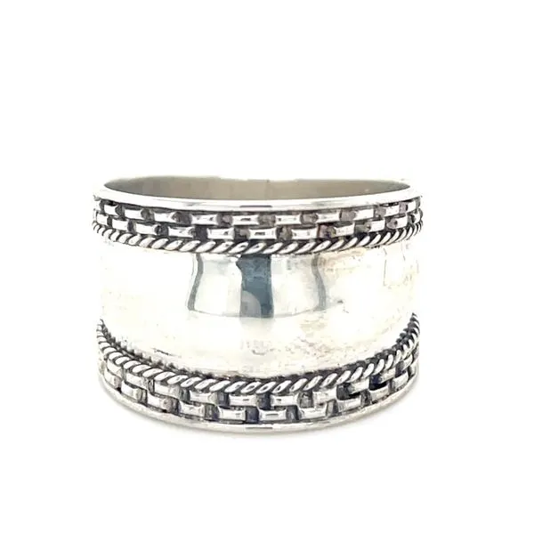 Sterling Silver Estate Woven Edge Vintage Fashion Ring