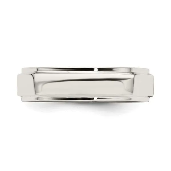 Sterling Silver Flat Stepped-Edge Wedding Band