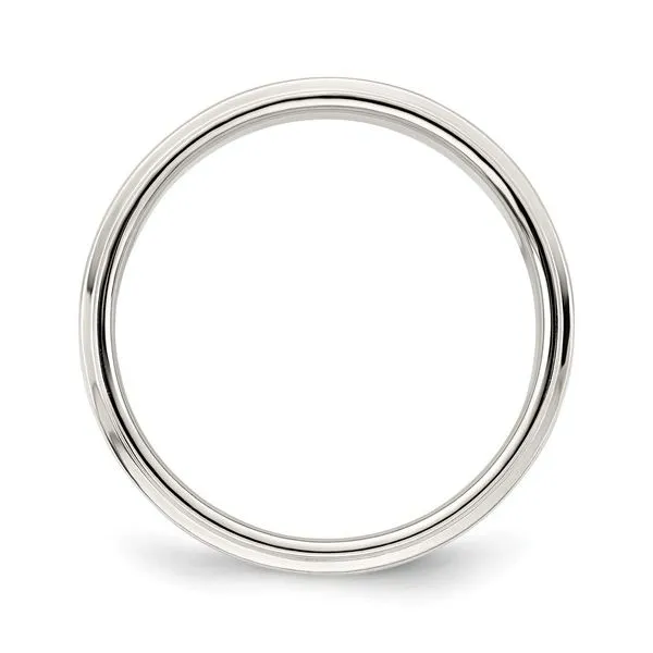 Sterling Silver Flat Stepped-Edge Wedding Band