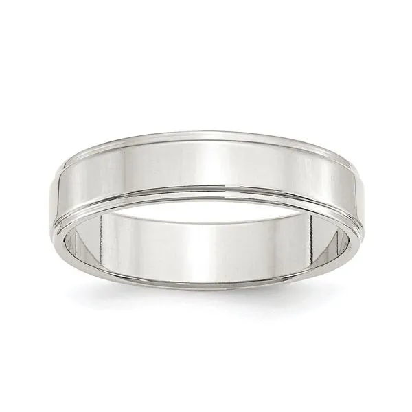 Sterling Silver Flat Stepped-Edge Wedding Band