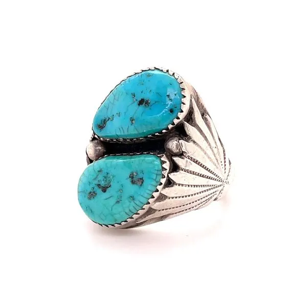 Sterling Silver Estate Mined Turquoise Ring