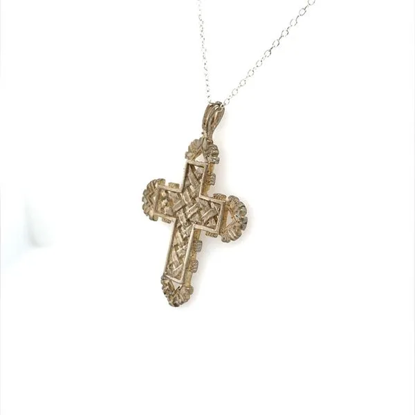 Sterling Open Weave Cross Pendant Necklace Image 2 Minor Jewelry Inc. Nashville, TN