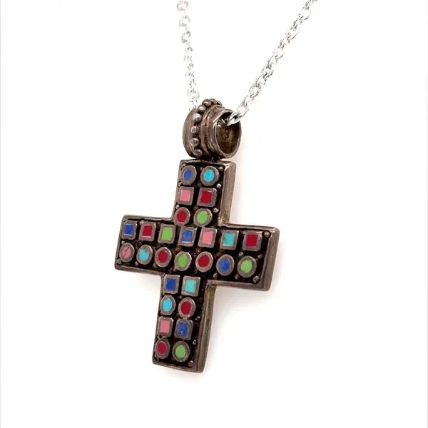 Sterling Silver Turquoise Cross Pendant on Sterling Silver Chain Image 2 Minor Jewelry Inc. Nashville, TN