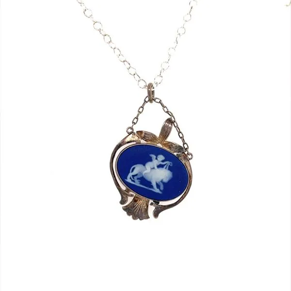 Sterling Silver Estate Angel Cupid on Lion Wedgewood Pendant Necklace Minor Jewelry Inc. Nashville, TN