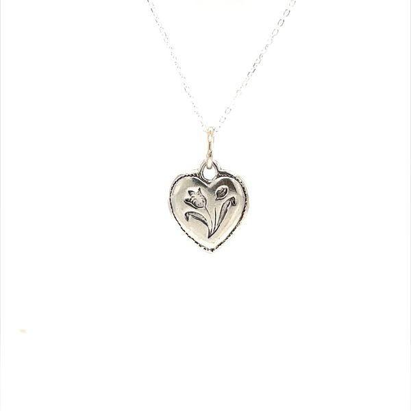 Sterling Silver Engraveable Floral Heart Pendant Necklace Minor Jewelry Inc. Nashville, TN