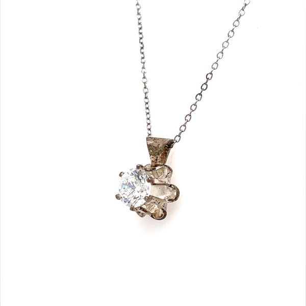 Sterling Silver Buttercup Pendant with Cubic Zirconium Image 2 Minor Jewelry Inc. Nashville, TN