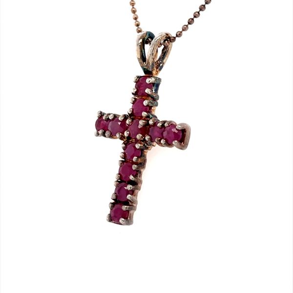 Sterling SIlver Cross Pendant with Rubies Neklace Image 2 Minor Jewelry Inc. Nashville, TN