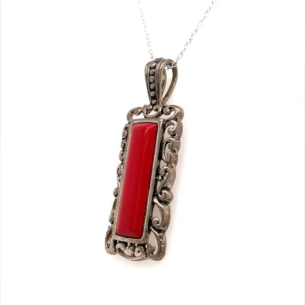 Sterling Silver And Coral Pendant Necklace Image 2 Minor Jewelry Inc. Nashville, TN