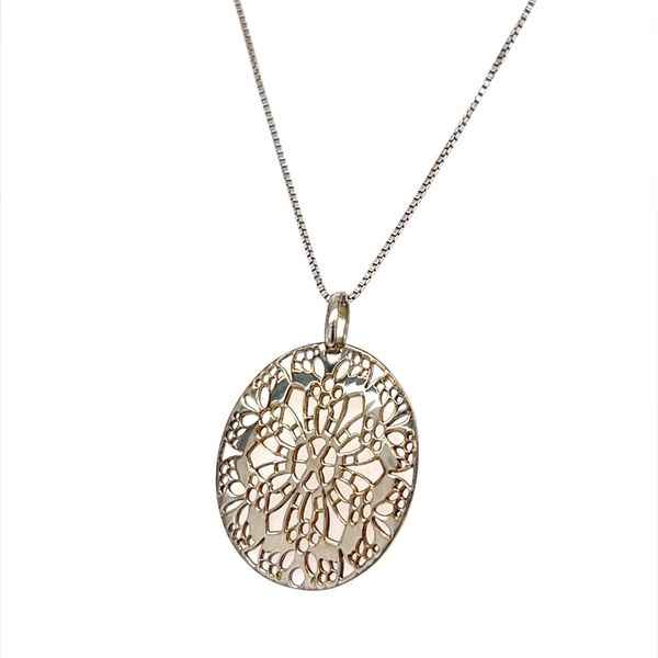 Susan Silver Sterling Silver Filigree Oval Pendant Necklace Image 2 Minor Jewelry Inc. Nashville, TN