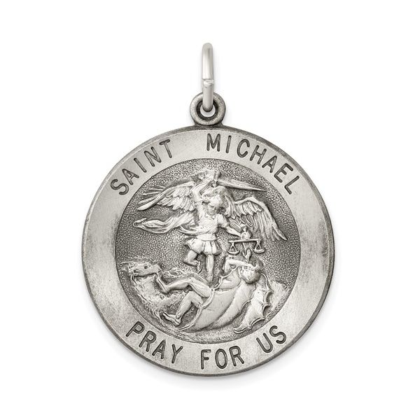 Sterling Silver Antiqued Saint Michael Medal Charm Pendant Minor Jewelry Inc. Nashville, TN