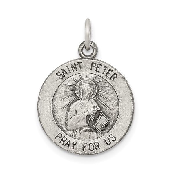 Sterling Silver Antiqued Saint Peter Medal Charm Pendant Minor Jewelry Inc. Nashville, TN