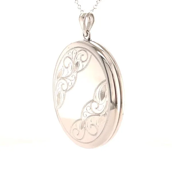 Sterling Silver Rhodium Plated Locket with Swirl Detail Minor Jewelry Inc. Nashville, TN