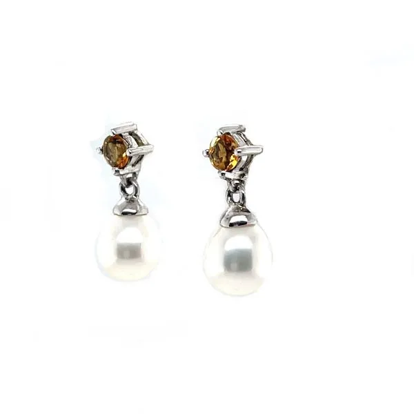 Sterling Silver Citrine and Pearl Earrings