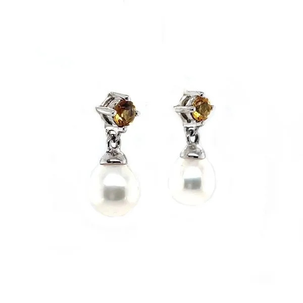 Sterling Silver Citrine and Pearl Earrings