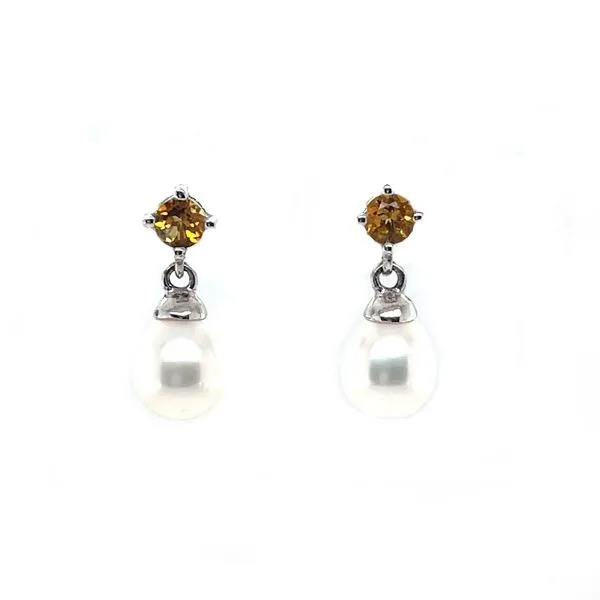 Sterling Silver Citrine and Pearl Earrings
