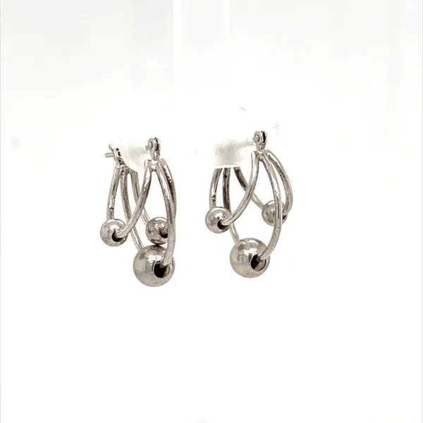 Sterling Silver Beaded Triple Hoop Earrings Image 2 Minor Jewelry Inc. Nashville, TN