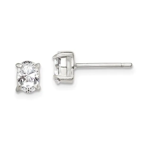 Sterling Silver  Oval Cubic Zirconia Stud Earrings Minor Jewelry Inc. Nashville, TN