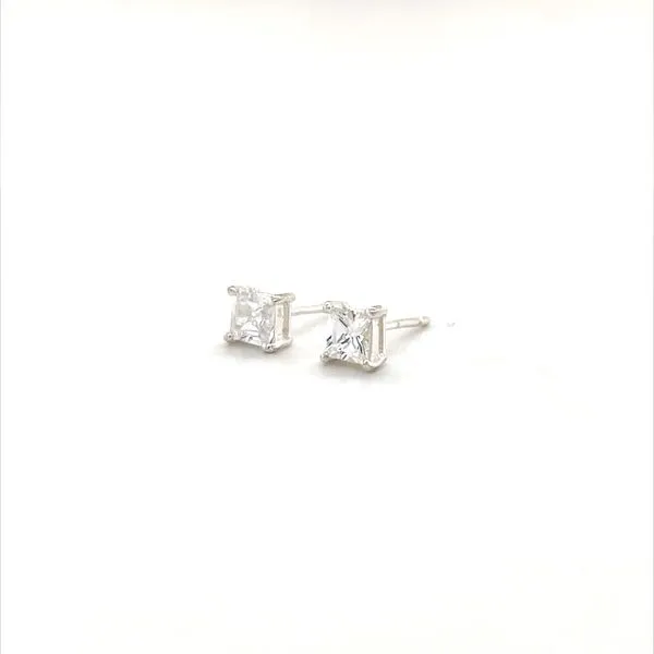 Sterling Silver Square Cubic Zirconia Stud Earrings Image 2 Minor Jewelry Inc. Nashville, TN