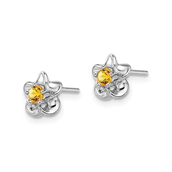 Sterling Silver Citrine Flower Stud Earrings