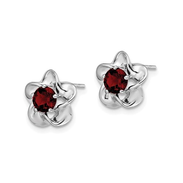 Sterling Silver Ruby Flower Stud Earrings Image 2 Minor Jewelry Inc. Nashville, TN