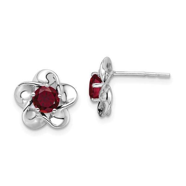 Sterling Silver Ruby Flower Stud Earrings Minor Jewelry Inc. Nashville, TN