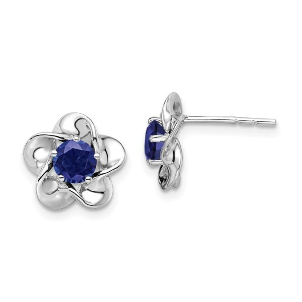Sterling Silver Sapphire Flower Stud Earrings Minor Jewelry Inc. Nashville, TN